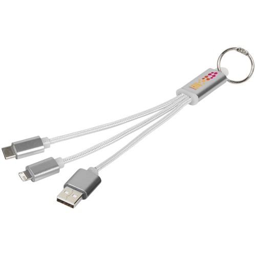 Кабель для зарядки Metal «3-в-1» с брелоком, серый