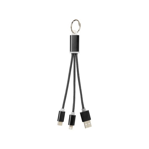 Кабель для зарядки Metal «3-в-1» с брелоком, черный