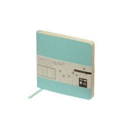 Скетчбук "Sketch & Art" в мягком переплете 145х145 мм, 100 л. бежевой бумаги 100 гр., мятный