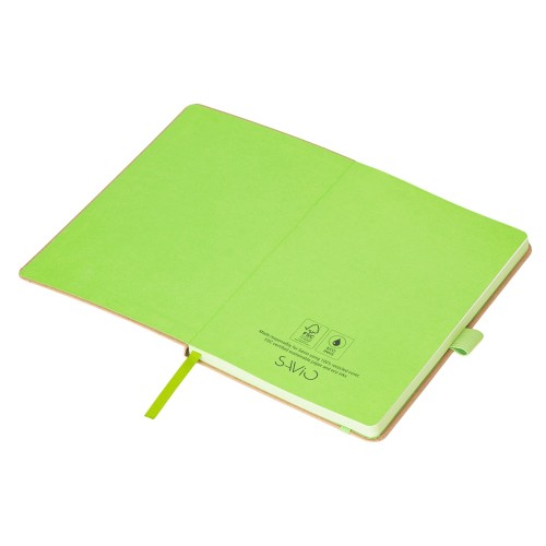 Блокнот A5 "Sevilia Color", твердая обложка из крафта, 80 листов, цветной срез и форзац, натуральный/зеленое яблоко