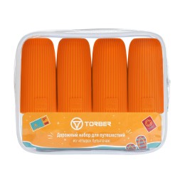 Дорожный набор бутылочек TORBER (4 пр.), силикон, оранжевый