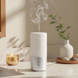 Увлажнитель воздуха с подсветкой "Breathe", белый/серебристый