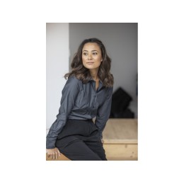 Cuprite Женская рубашка с длинным рукавом, изготовленная из натуральных материалов, которые отвечают стандарту GOTS - Светло-синий