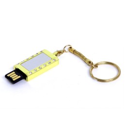 USB-флешка на 32 Гб в виде "Кулона" с кристаллами, мини чип, золотой