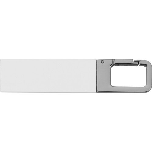 Флеш-карта USB 2.0 16 Gb с карабином "Hook", белый/серебристый