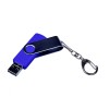 USB-флешка на 64 ГБ поворотный механизм, c двумя дополнительными разъемами MicroUSB и TypeC, синий