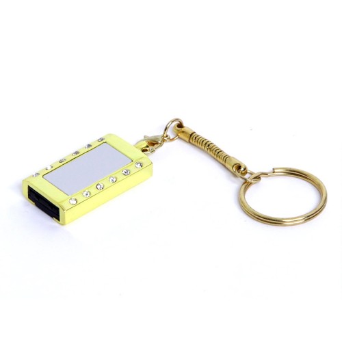 USB-флешка на 32 Гб в виде "Кулона" с кристаллами, мини чип, золотой