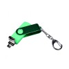 USB-флешка на 64 ГБ 3 в 1 поворотный механизм, c двумя дополнительными разъемами MicroUSB и TypeC C с одноцветным металлическим клипом, зеленый
