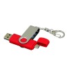 Флешка с  поворотным механизмом, c дополнительным разъемом Micro USB, 64 Гб, красный