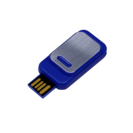 USB-флешка промо на 64 ГБ прямоугольной формы, выдвижной механизм, синий
