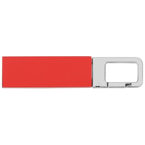 Флеш-карта USB 2.0 16 Gb с карабином "Hook", красный/серебристый