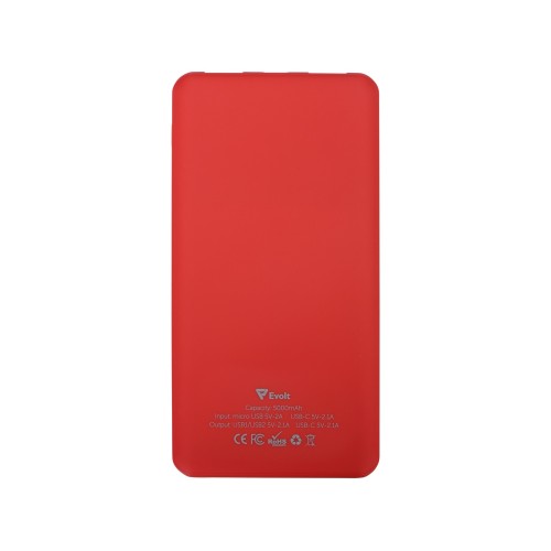 Портативное зарядное устройство «Reserve» с USB Type-C, 5000 mAh, красный
