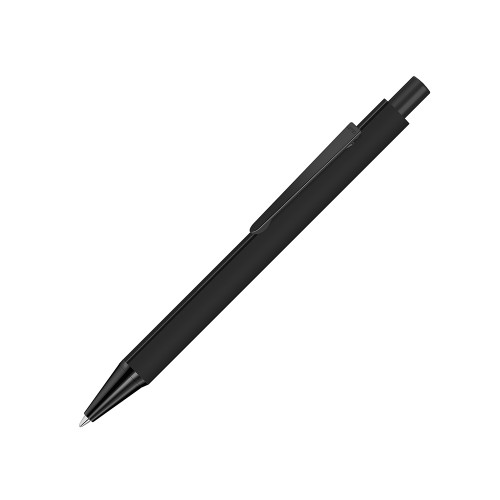 Ручка шариковая металлическая «Pyra M» soft-touch с зеркальной гравировкой и черными деталями, черный