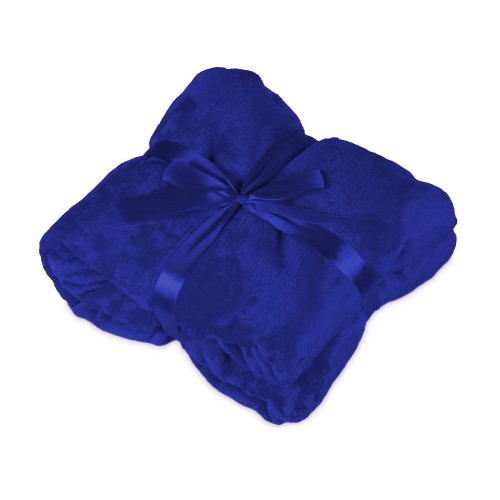 Подарочный набор с пледом, термокружкой и чаем, синий