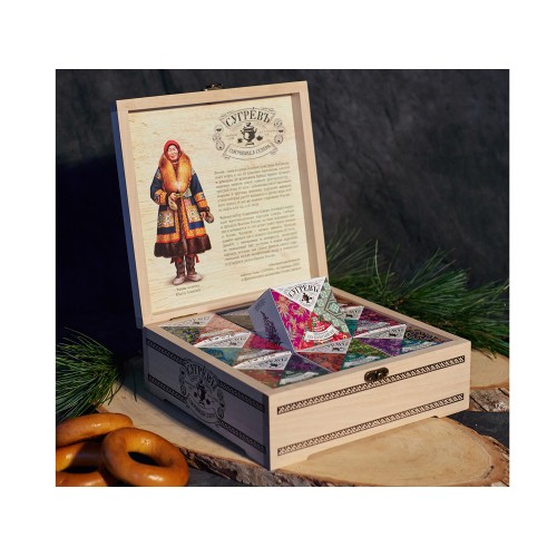 Подарочный набор c чаем "Сокровища Севера" в деревянной шкатулке без лого