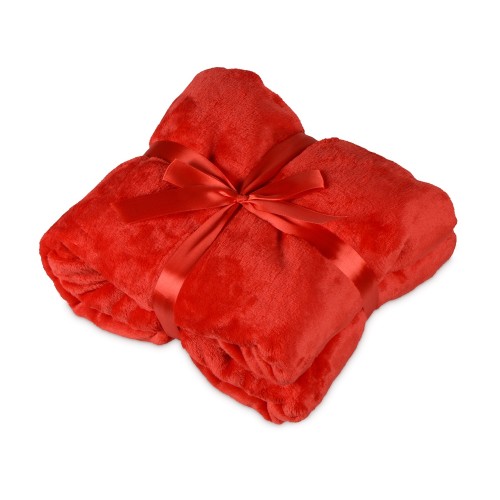 Подарочный набор с пледом, термокружкой и чаем, красный