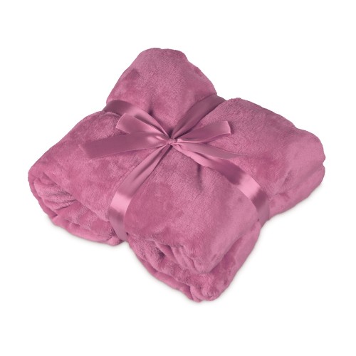 Подарочный набор с пледом, термокружкой и чаем, розовый