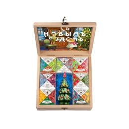 Подарочный набор "Народы России" с чаем и вареньем в деревянной шкатулке без лого