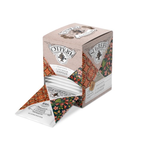 Чайный напиток с гречихой и корицей в индивидуальном саше конверте, 15 пакетиков