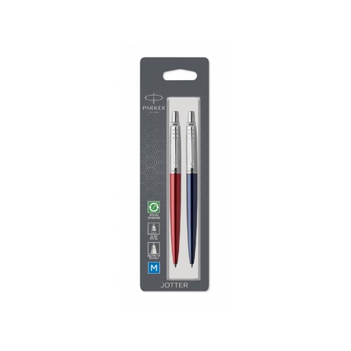 Набор из 2х ручек : Parker "Jotter London" Parker Jotter Essential, Kensington Red CT и Jotter Essential, Royal Blue CT, стержень: M