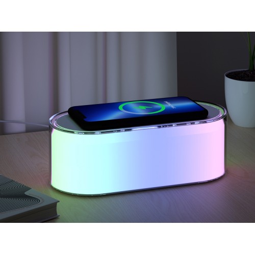 Ночник с беспроводной зарядкой и RGB подсветкой "Miracle", 15 Вт, белый