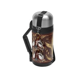 Термос в кожаном чехле, 1,2л, бордовая кожа