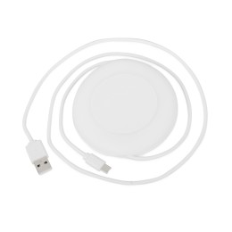 Беспроводное зарядное устройство со встроенным кабелем 2-в-1 "Disc", белый