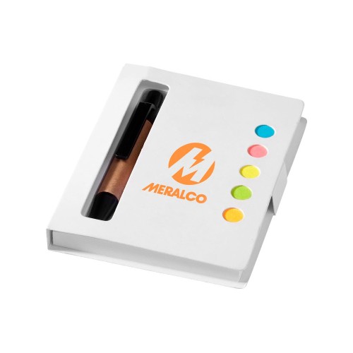 Набор стикеров "Expose" с ручкой и блокнотом А7, белый