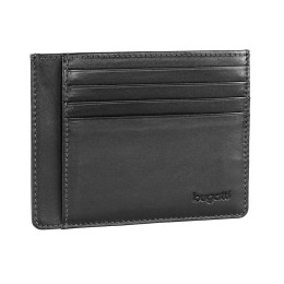 Портмоне для кредитных карт BUGATTI ПЕРВЫЙ | PRIMO, чёрное, натуральная воловья кожа, 11,5х0,5х9 см