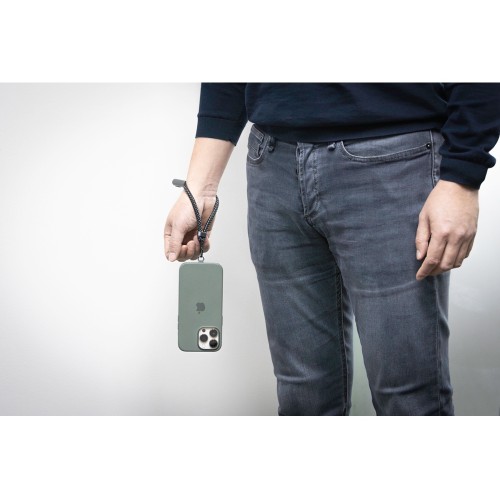 Ремешок-держатель для телефона с зарядным кабелем USB-C - USB-C «Lany Wristband Charge Eco», серый