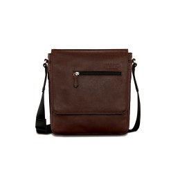 Сумка через плечо Mano "Don Valentino", натуральная кожа в коричневом цвете, 25 х 27 х 7 см