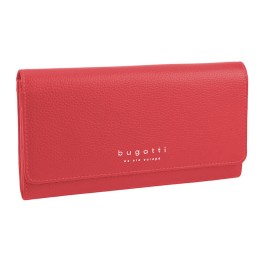 Кошелёк женский BUGATTI Linda, красный, натуральная воловья кожа, 19х3х10 см