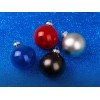 Стеклянный елочный шар "Christmas bauble", синий прозрачный, с серебристым колпачком в черной коробке