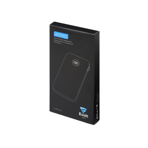 Внешний беспроводной аккумулятор с подсветкой лого «Astro», 10000 mAh, черный