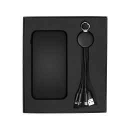 Набор из внешнего акуумулятора и универсального кабеля с подсветкой лого «Reserve LED», 10000mAh, черный