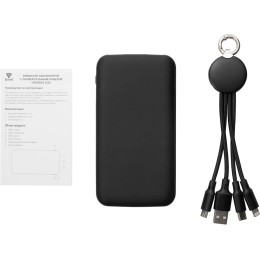 Набор из внешнего акуумулятора и универсального кабеля с подсветкой лого «Reserve LED», 10000mAh, черный