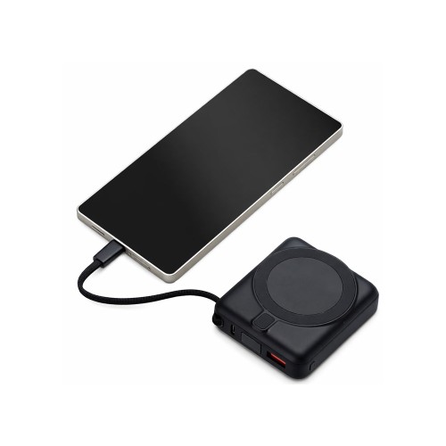 Магнитный беспроводной внешний аккумулятор c подсветкой лого «Энчант», 10000 мАч, черный