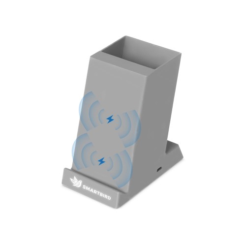 Беспроводная зарядка-подставка с подсветкой "Glow box", серый (Р)