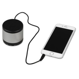 Портативная колонка «Ring neon» с белой подсветкой корпуса, серебристый