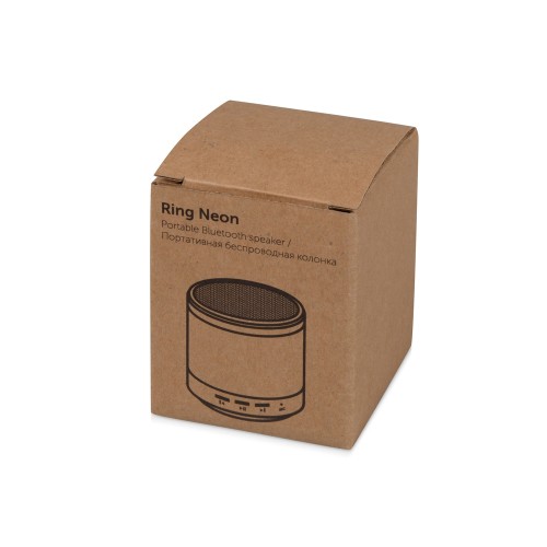 Портативная колонка «Ring neon» с белой подсветкой корпуса, серебристый