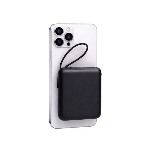 Магнитный беспроводной внешний аккумулятор c подсветкой лого «Энчант», 10000 мАч, черный