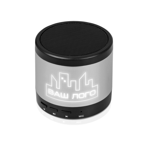 Портативная колонка «Ring neon» с белой подсветкой корпуса, серебристый