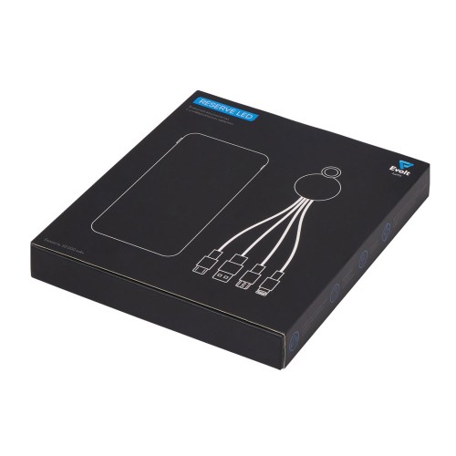 Набор из внешнего акуумулятора и универсального кабеля с подсветкой лого «Reserve LED», 10000mAh, черный