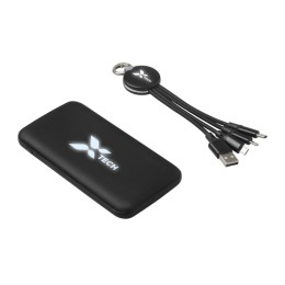 Набор из внешнего акуумулятора и универсального кабеля с подсветкой лого «Reserve LED», 10000mAh, черный