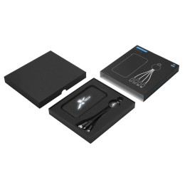 Набор из внешнего акуумулятора и универсального кабеля с подсветкой лого «Reserve LED», 10000mAh, черный