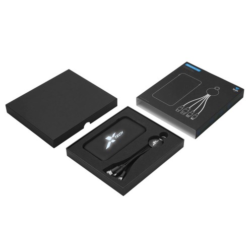 Набор из внешнего акуумулятора и универсального кабеля с подсветкой лого «Reserve LED», 10000mAh, черный