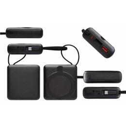 Магнитный беспроводной внешний аккумулятор c подсветкой лого «Энчант», 10000 мАч, черный