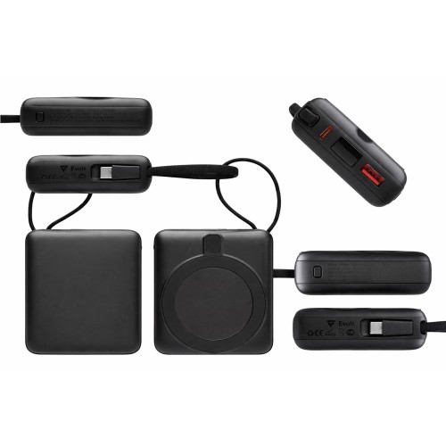 Магнитный беспроводной внешний аккумулятор c подсветкой лого «Энчант», 10000 мАч, черный