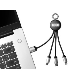 Кабель 3-в-1 с подсветкой лого «Ion mini»