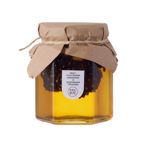 Мед с сосновой шишкой и кедровым орехом 250 гр.